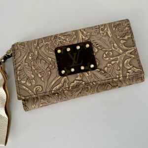 Upcycled LV Brown Embossed Women's Wallet